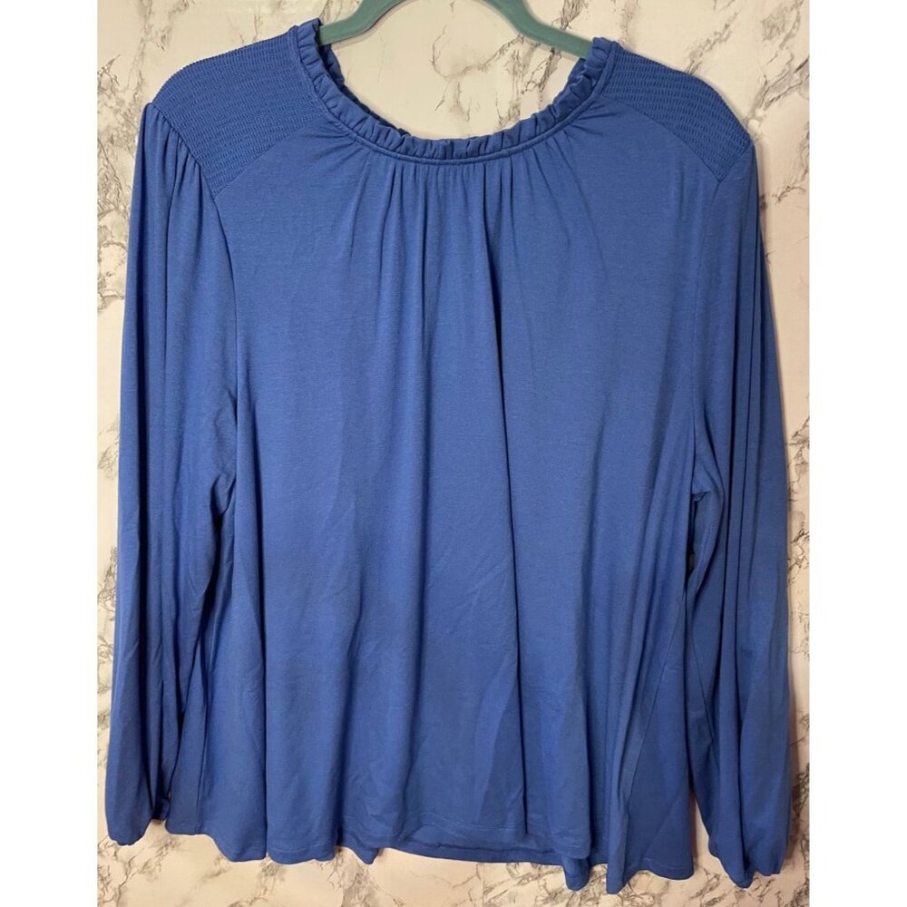 Lane Bryant Blue Long Sleeve Top 18/20 Rayon & Spandex